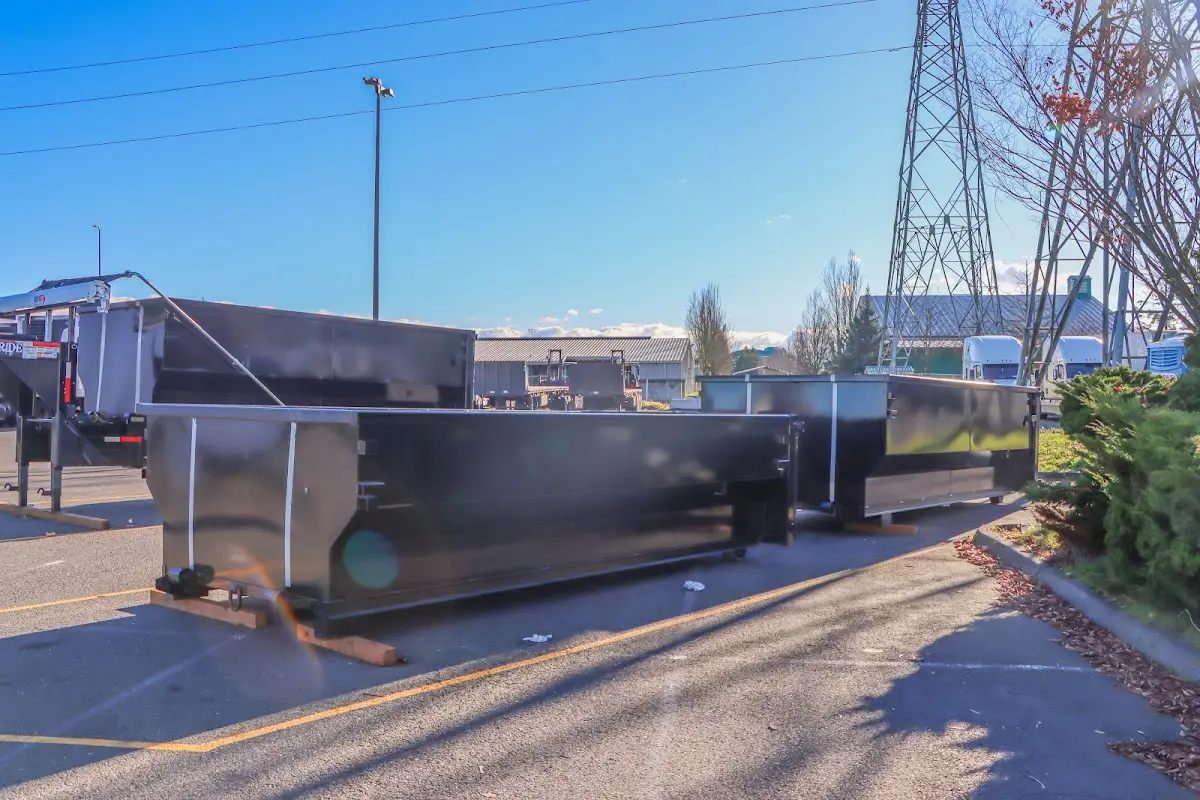 Roll-off dumpster ready for waste disposal at job site for Construction Dumpster Rental in Centreville